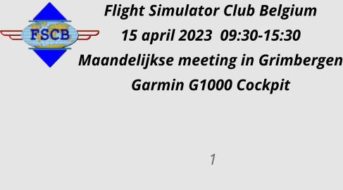 Flight Simulator Club Belgium 15 april 2023  09:30-15:30 Maandelijkse meeting in Grimbergen Garmin G1000 Cockpit             1